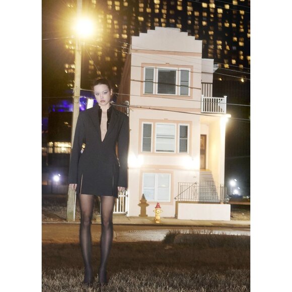 PRISCAVera Mini Jacket Dress in Charcoal Medium Womens Mini Blazer - Picture 10 of 12